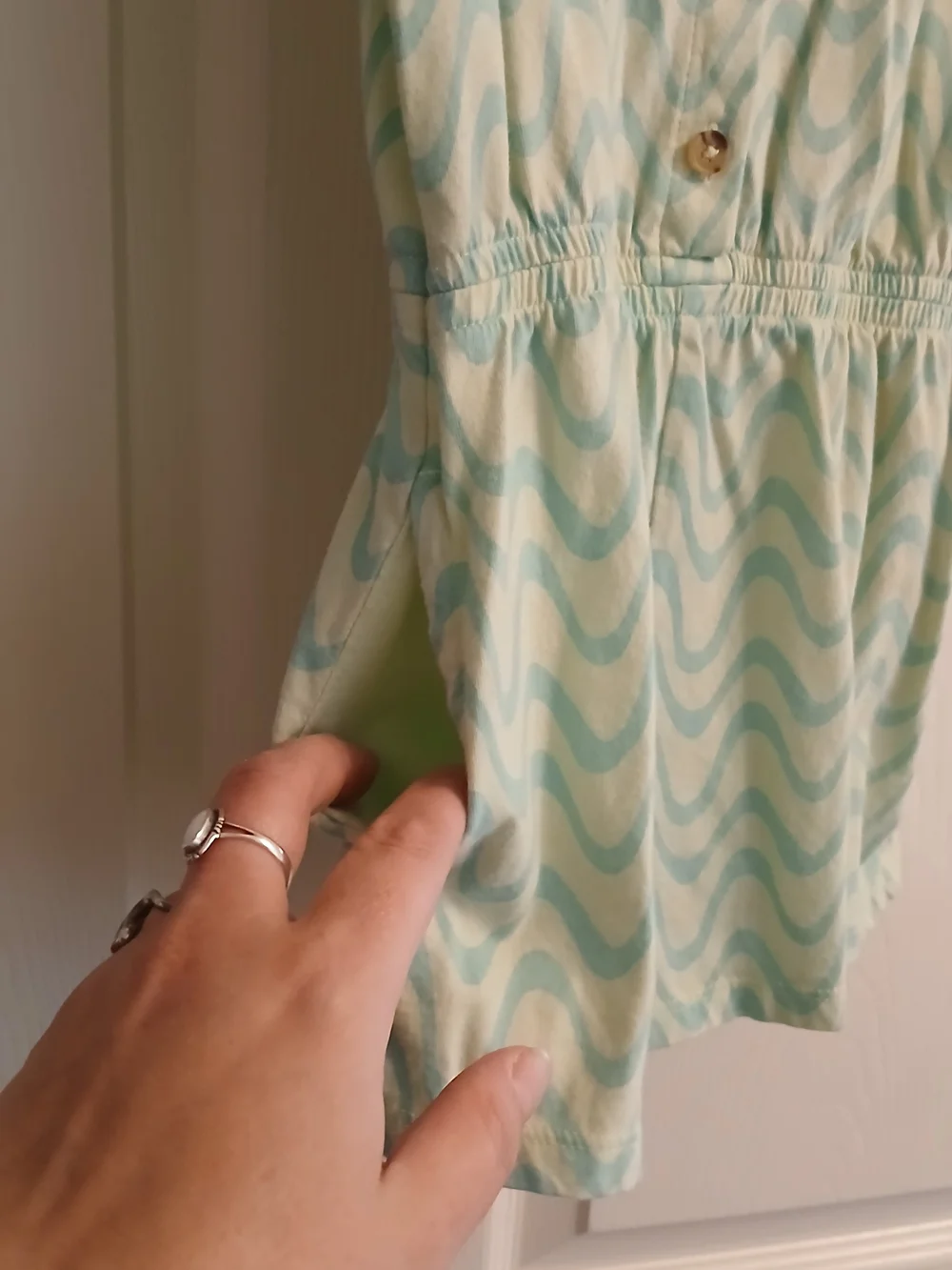 Old Navy Girls' Light Aqua Wave Print Romper